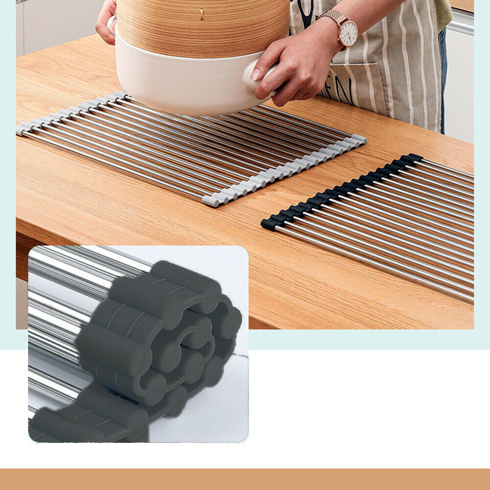 Stainless Steel Roll-Up Dish Drying Rack