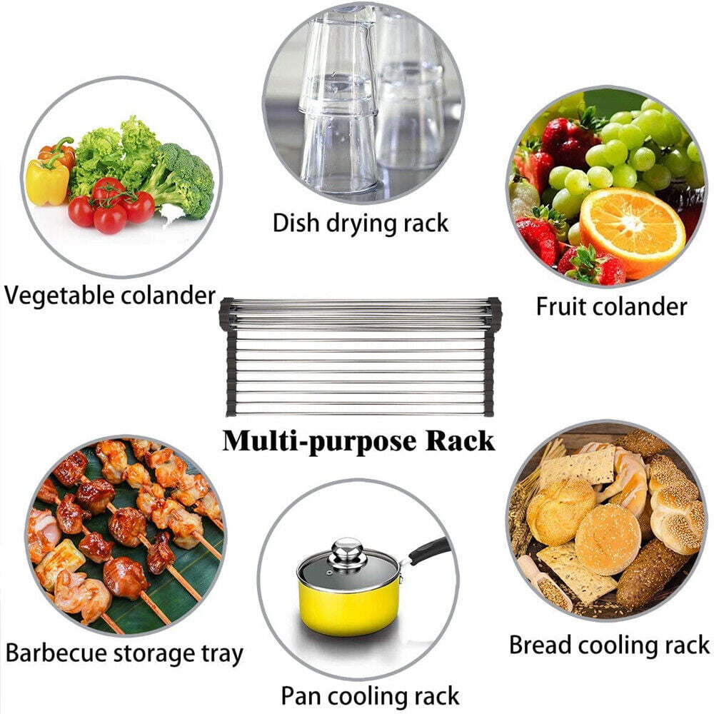 Stainless Steel Roll-Up Dish Drying Rack