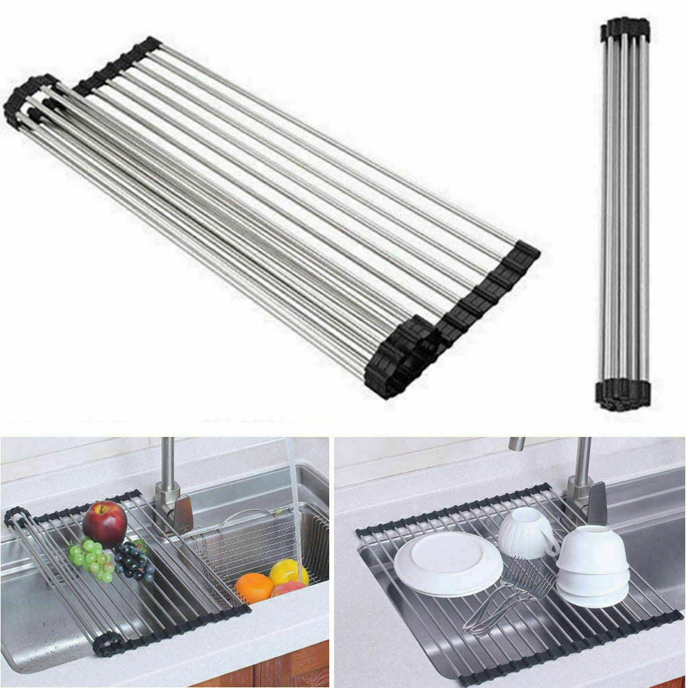 Stainless Steel Roll-Up Dish Drying Rack