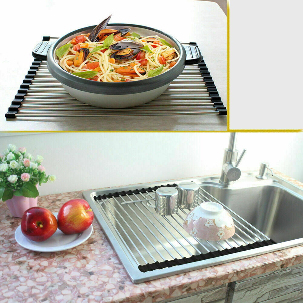 Stainless Steel Roll-Up Dish Drying Rack